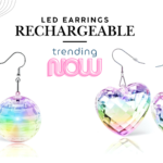 LED Light-Up Earrings – 16 Modes, Rechargeable Disco Heart Earrings for Raves & Parties